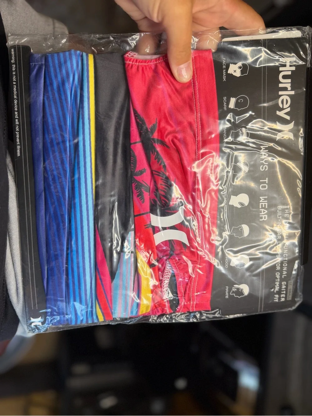 Hurley Men's Two-Pack Neck Gaiters in Red & Blue